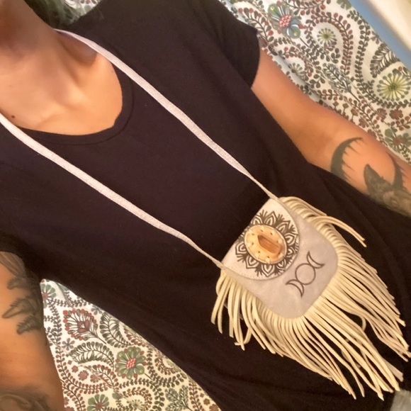 Triple Moon Gypsy Witch Crystal Stone Handmade Medicine Magic Satchel Bag Pouch - Picture 2 of 9